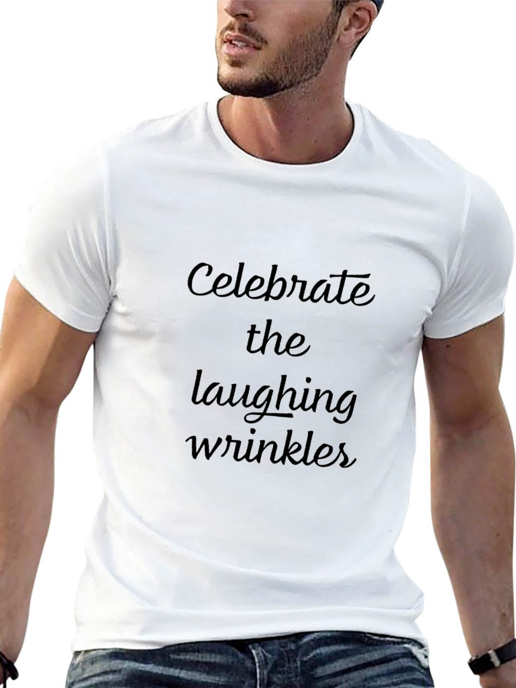 Celebrate Laughing Wrinkles Black T-Shirt
