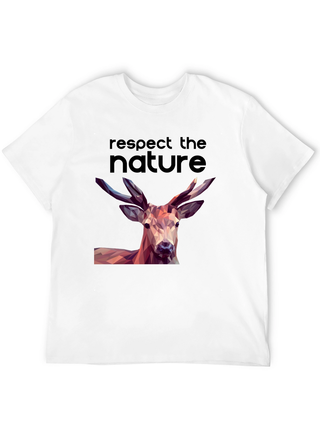 Respect Nature Graphic Tee - Deer Polygon Design