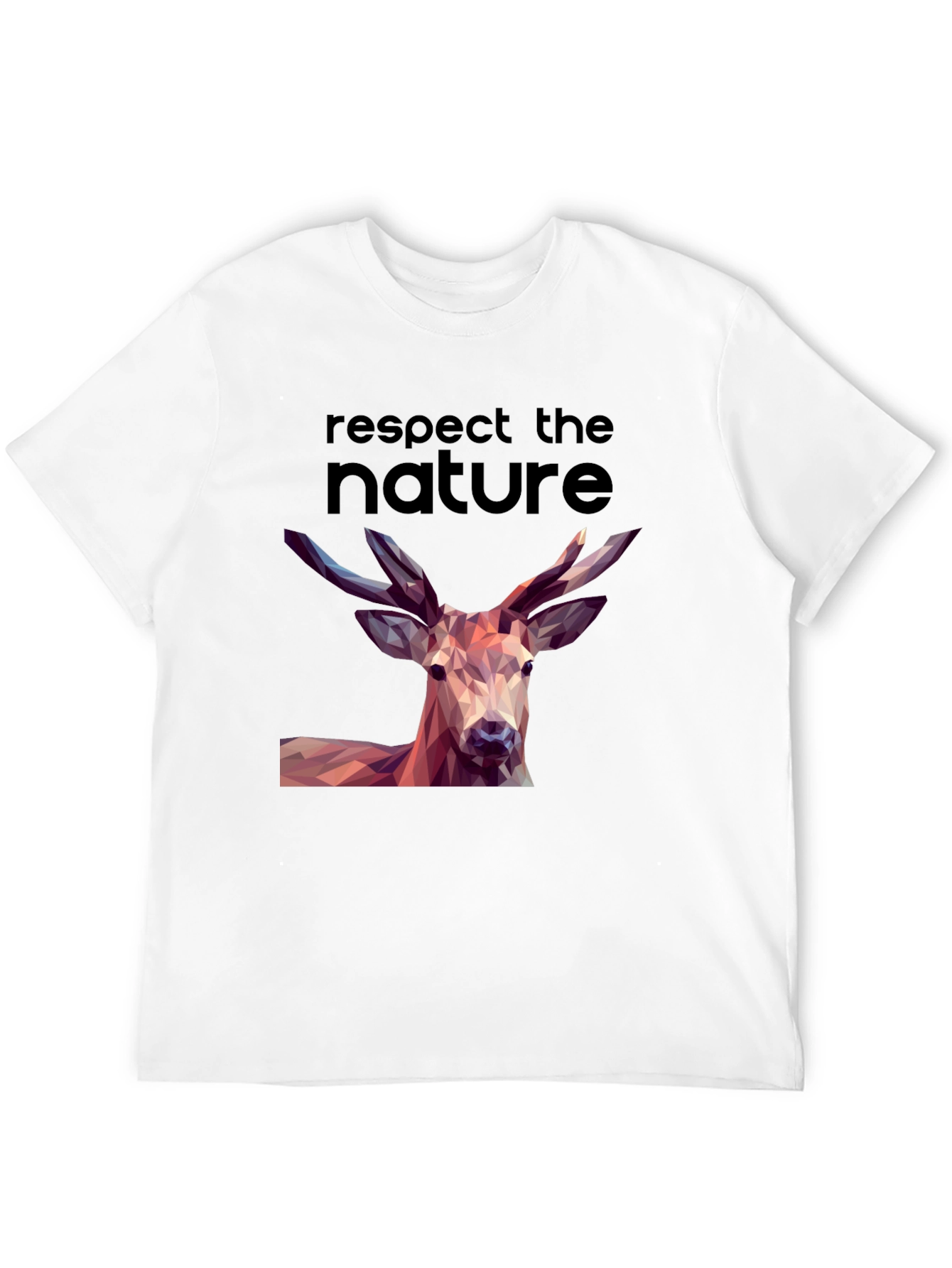 Respect Nature Graphic Tee - Deer Polygon Design