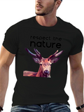 Respect Nature Graphic Tee - Deer Polygon Design