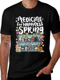 Medicine for Happiness at Spring Black T-Shirt