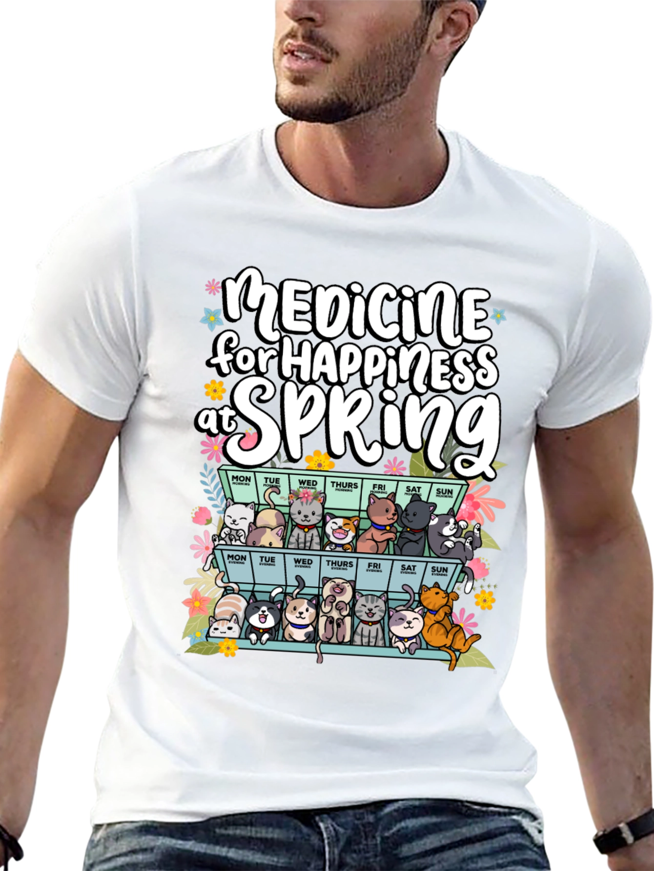 Medicine for Happiness at Spring Black T-Shirt