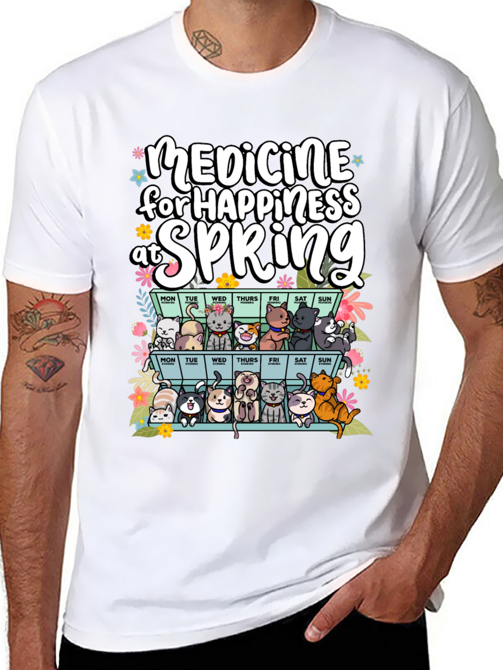 Medicine for Happiness at Spring Black T-Shirt