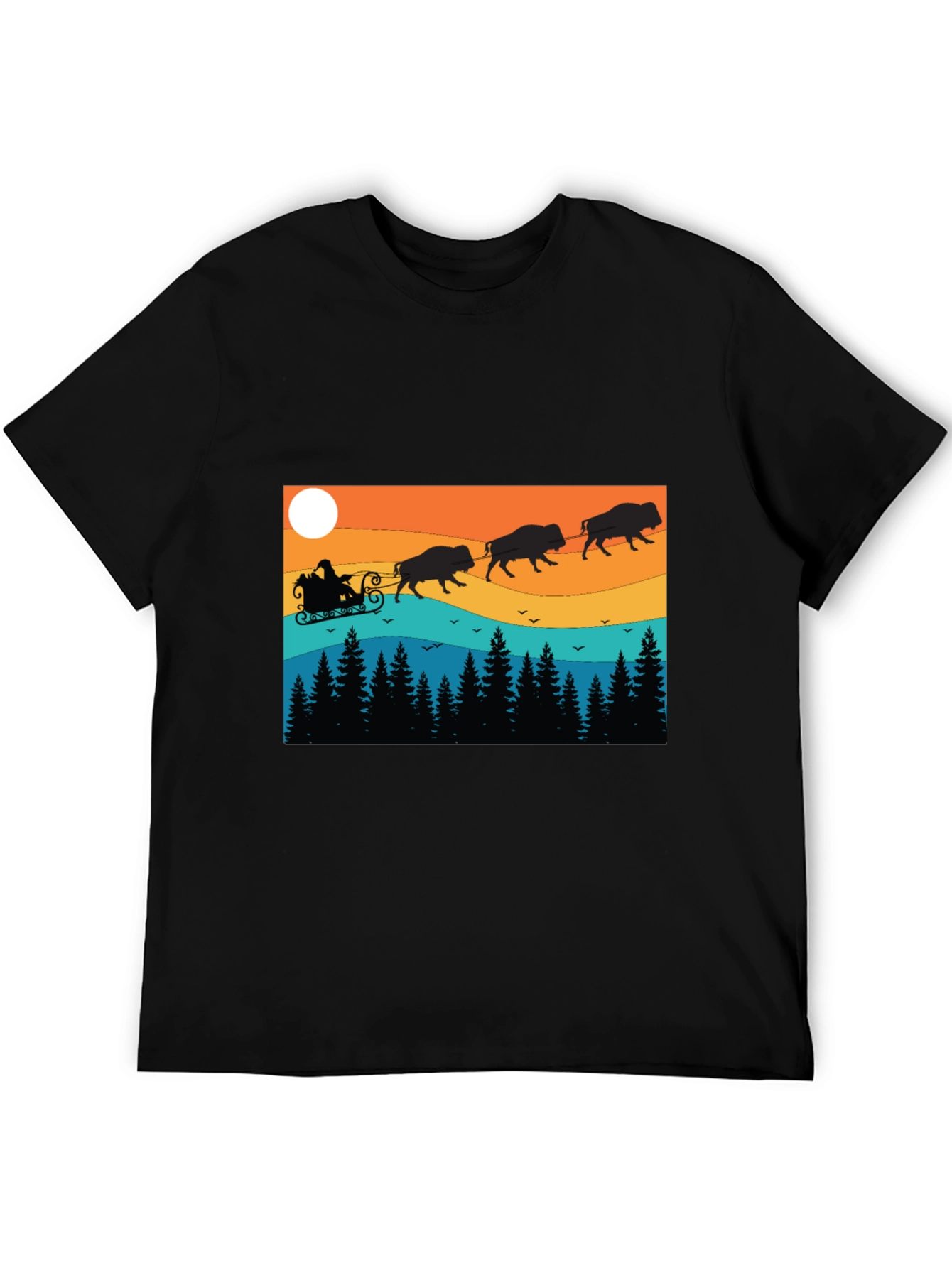 Santas Bison Sleigh Ride T-Shirt