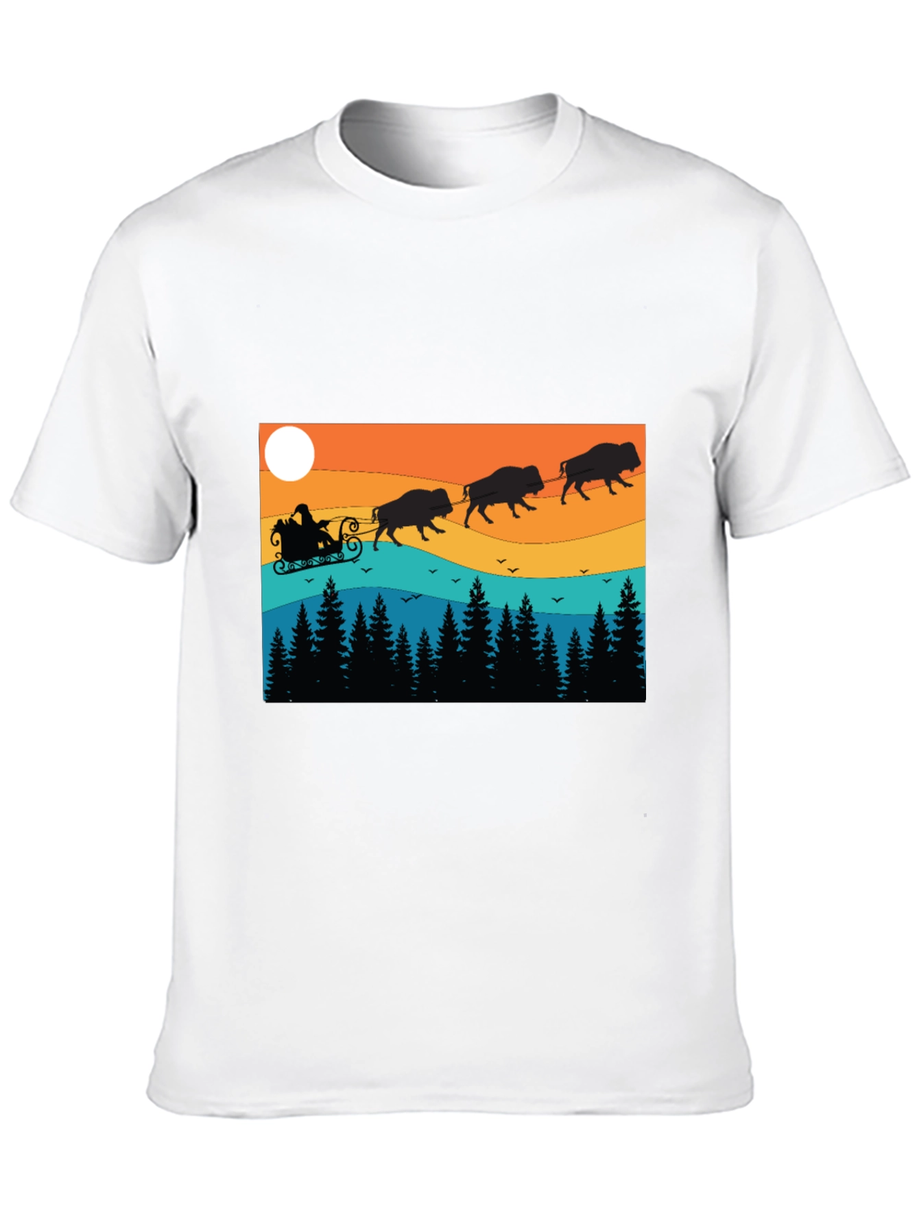 Santas Bison Sleigh Ride T-Shirt