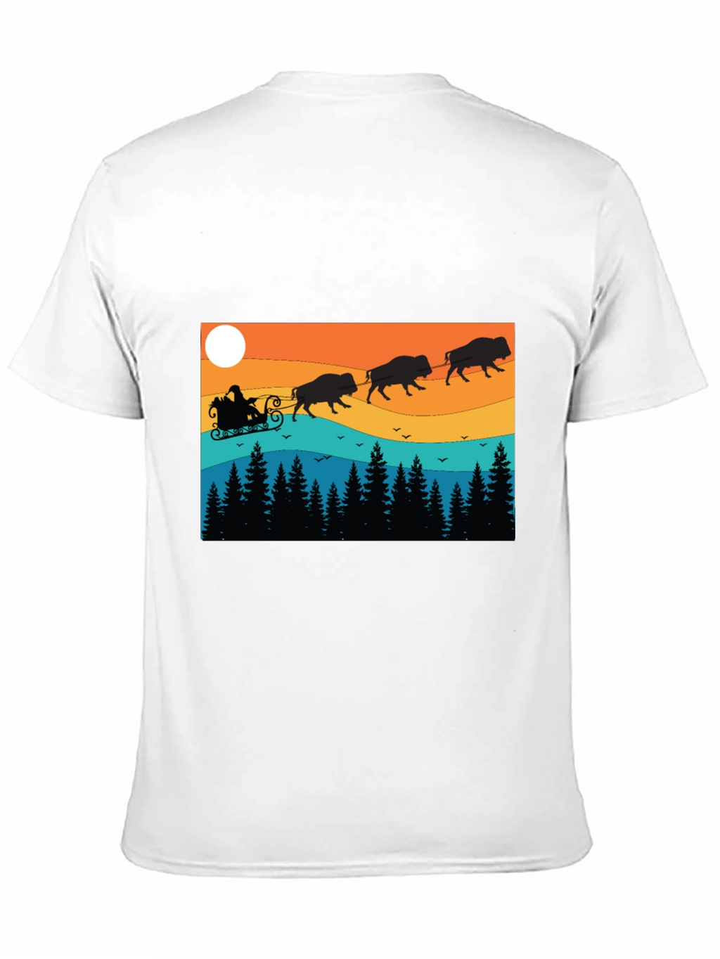 Santas Bison Sleigh Ride T-Shirt