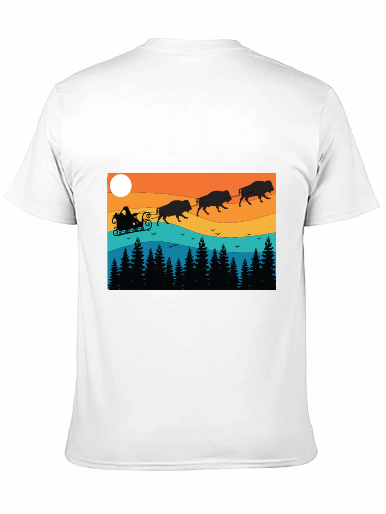 Santas Bison Sleigh Ride T-Shirt