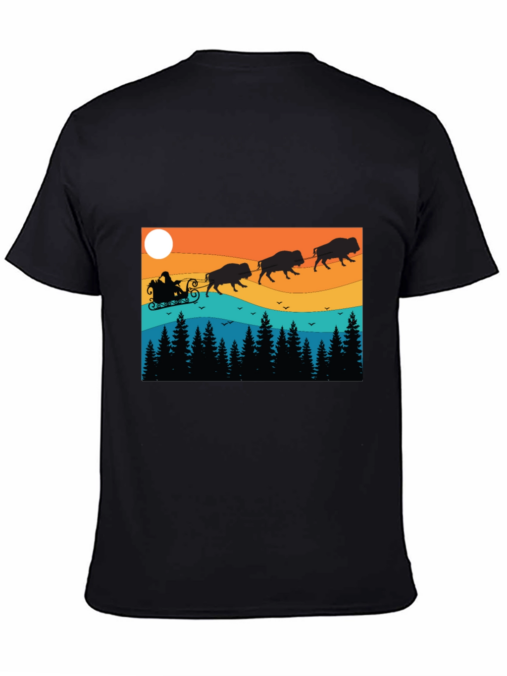 Santas Bison Sleigh Ride T-Shirt