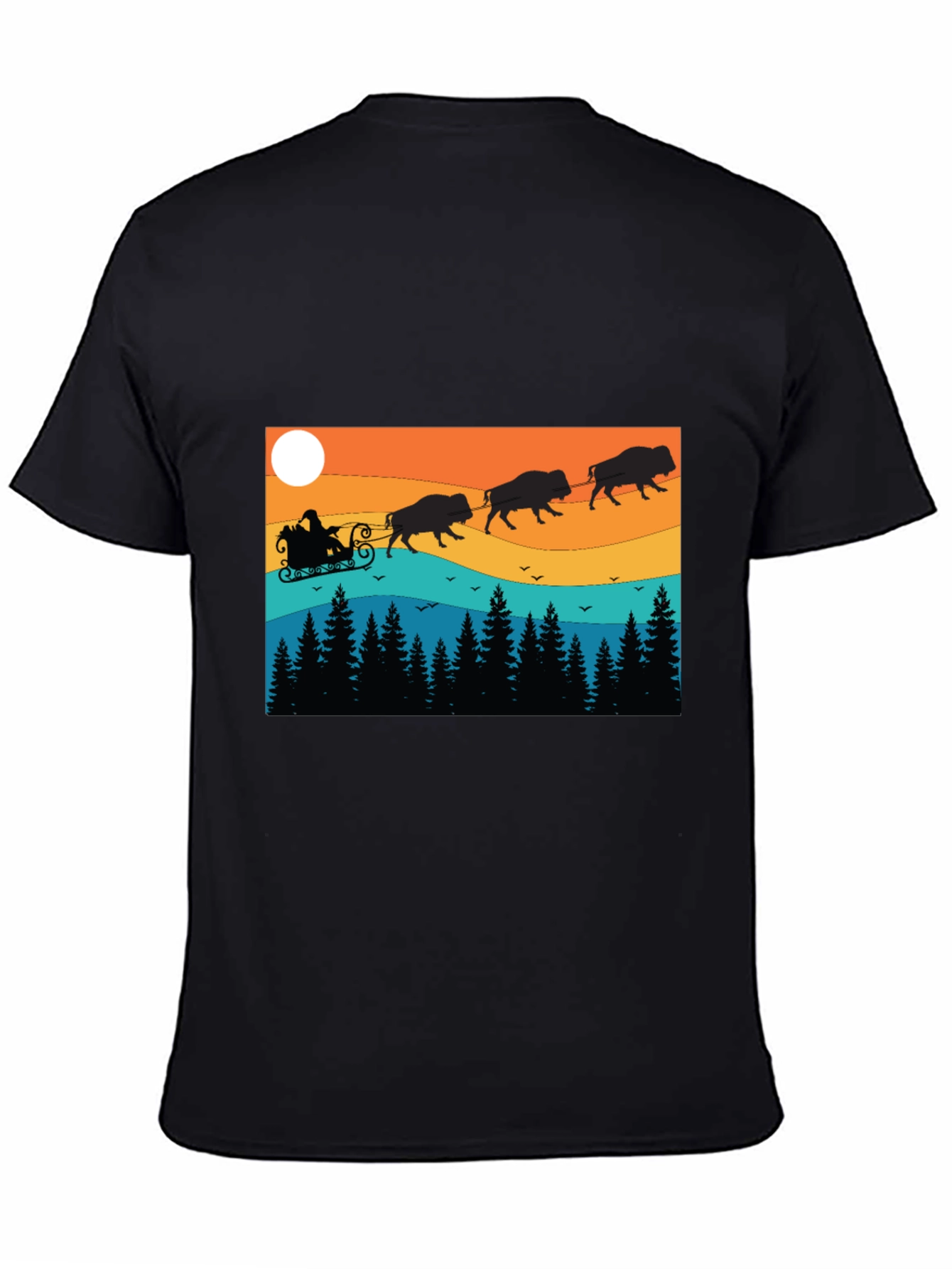 Santas Bison Sleigh Ride T-Shirt