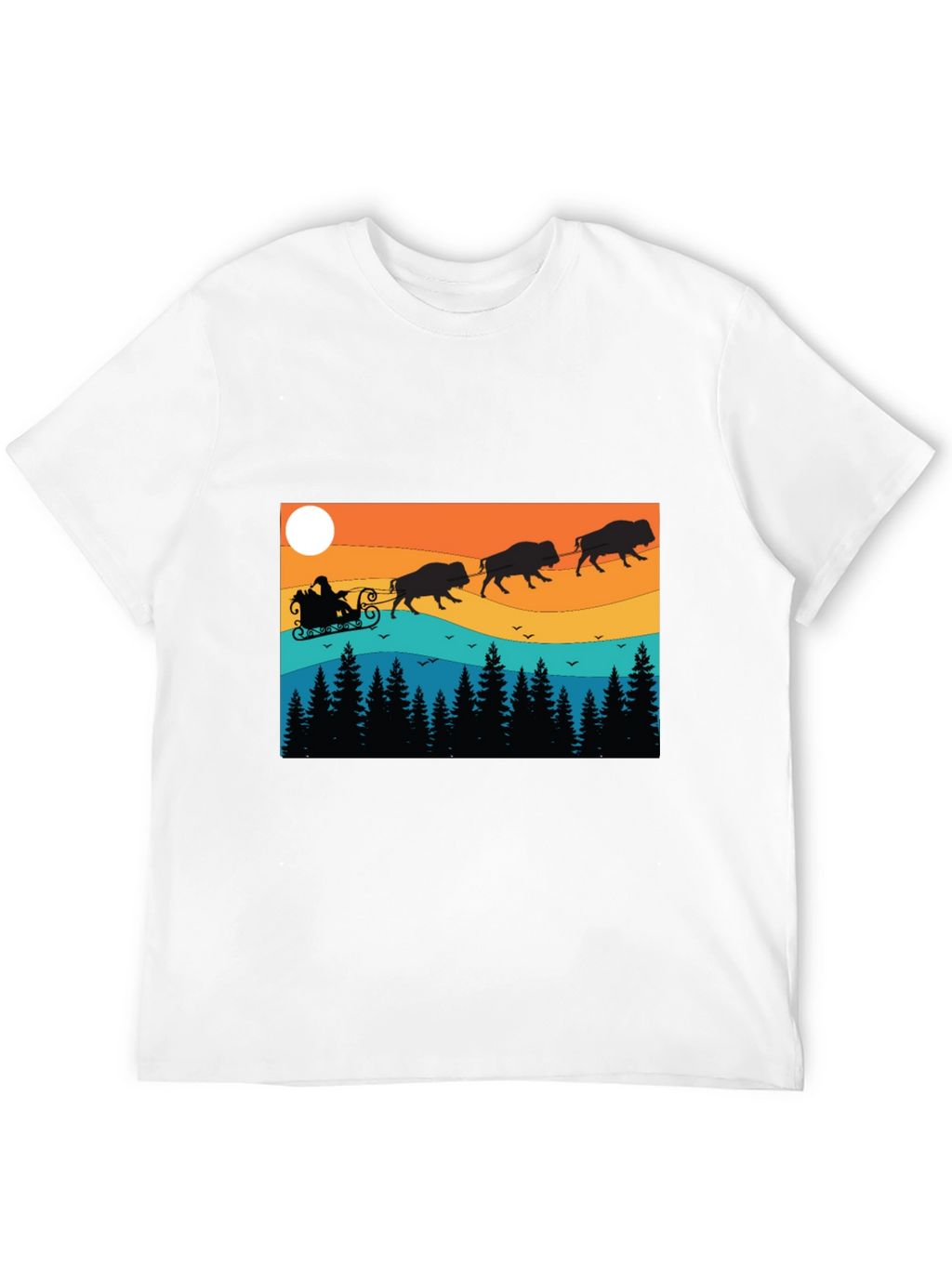 Santas Bison Sleigh Ride T-Shirt