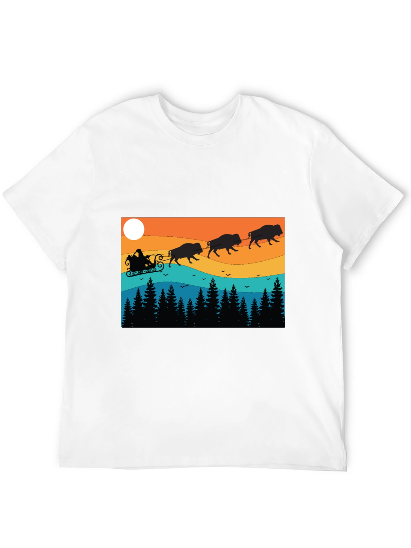 Santas Bison Sleigh Ride T-Shirt