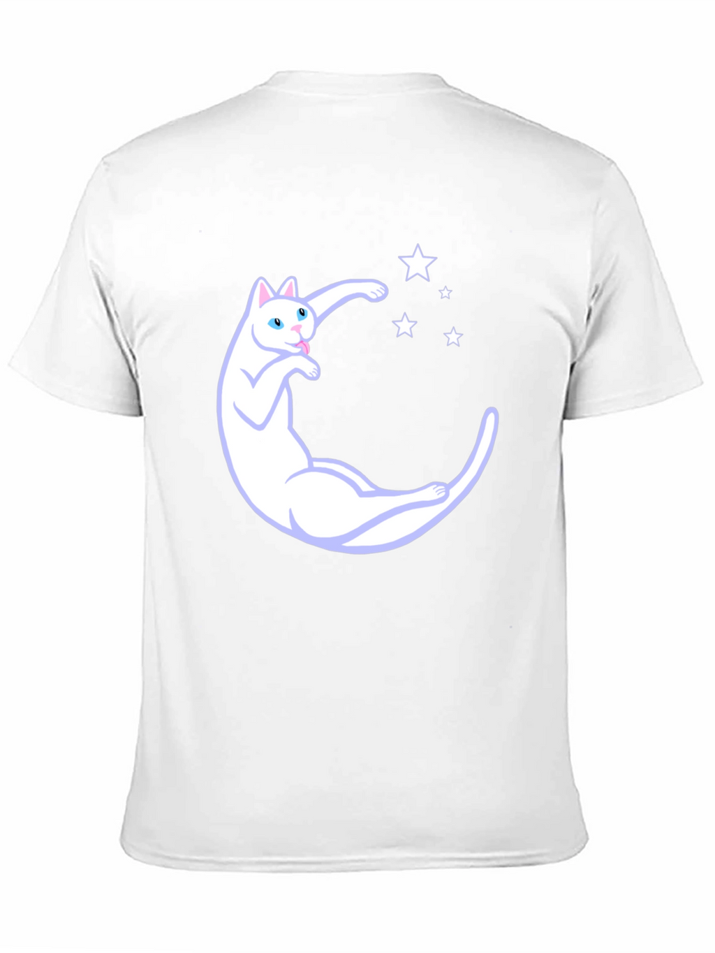 Cute Cat Moon & Stars Graphic Black T-Shirt