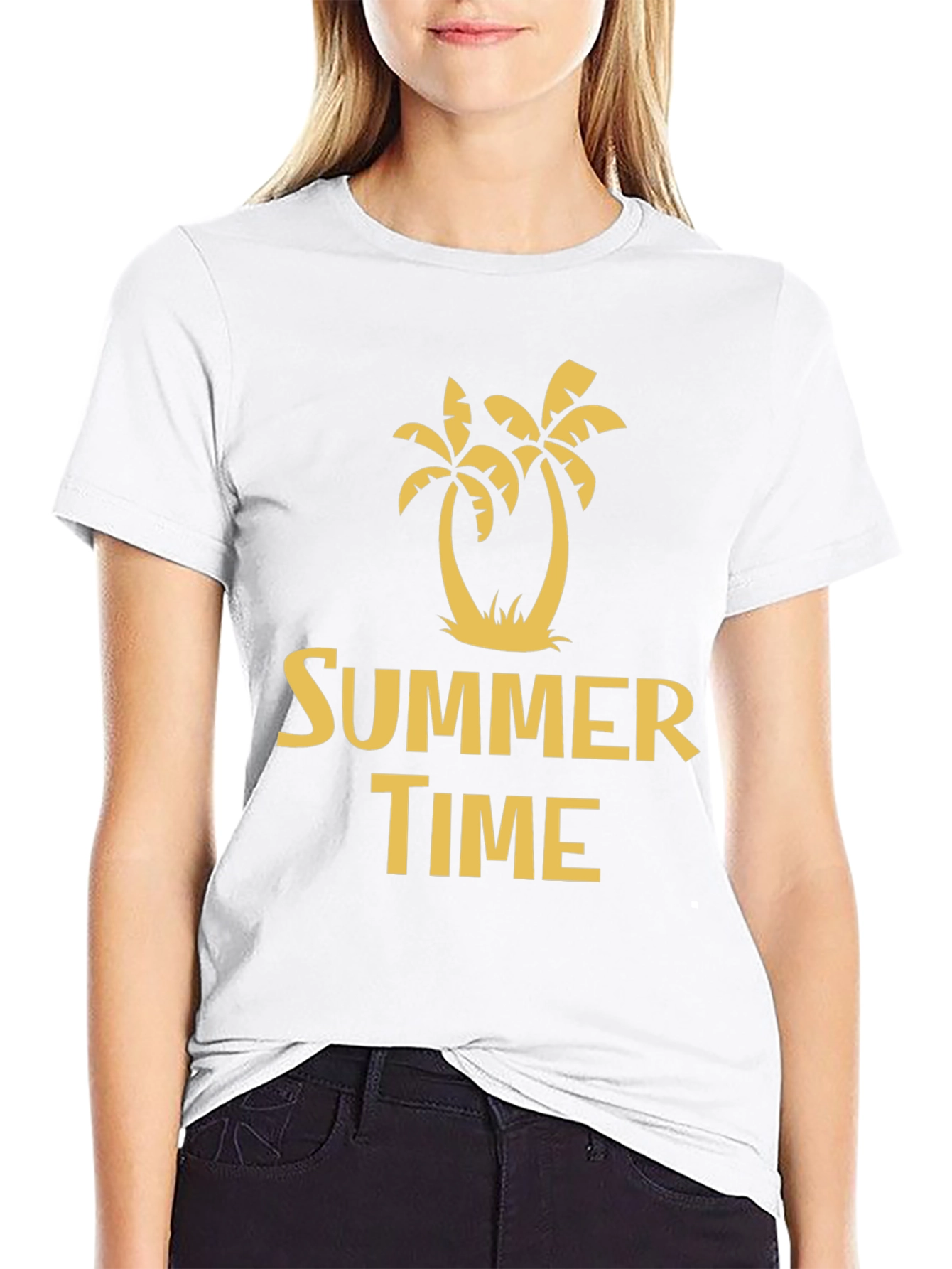 Summer Time Palm Tree Graphic Tee - Black