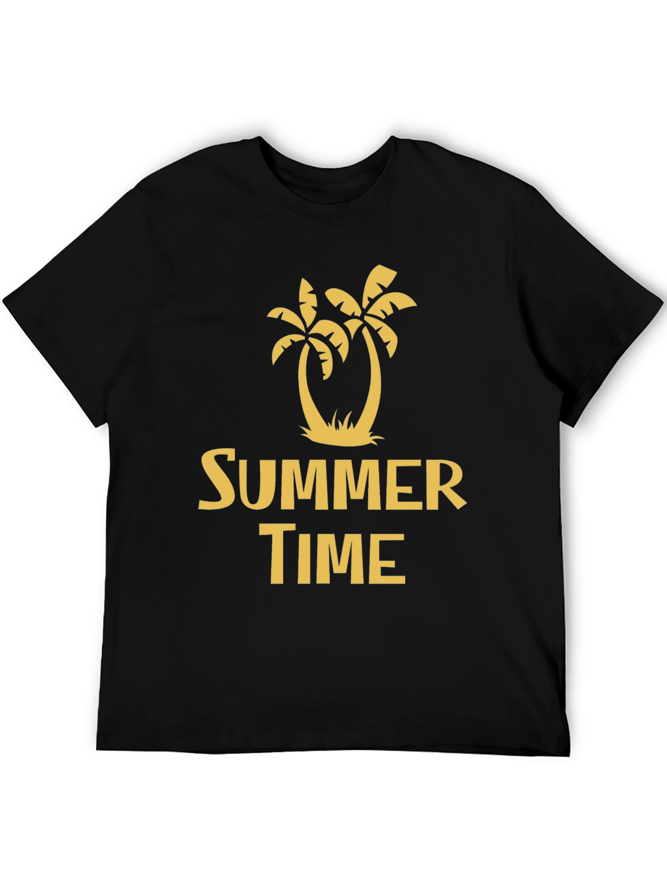 Summer Time Palm Tree Graphic Tee - Black