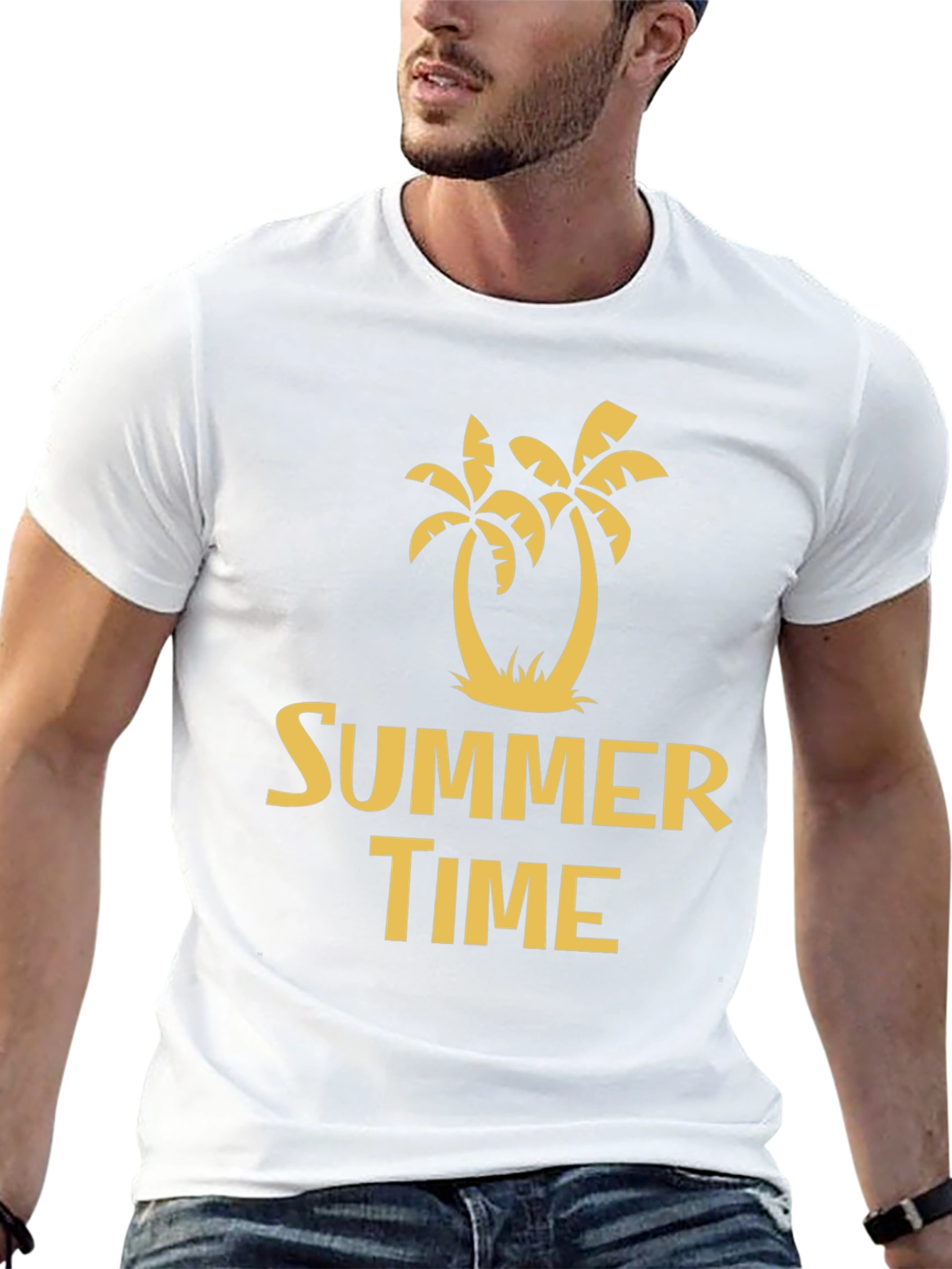 Summer Time Palm Tree Graphic Tee - Black