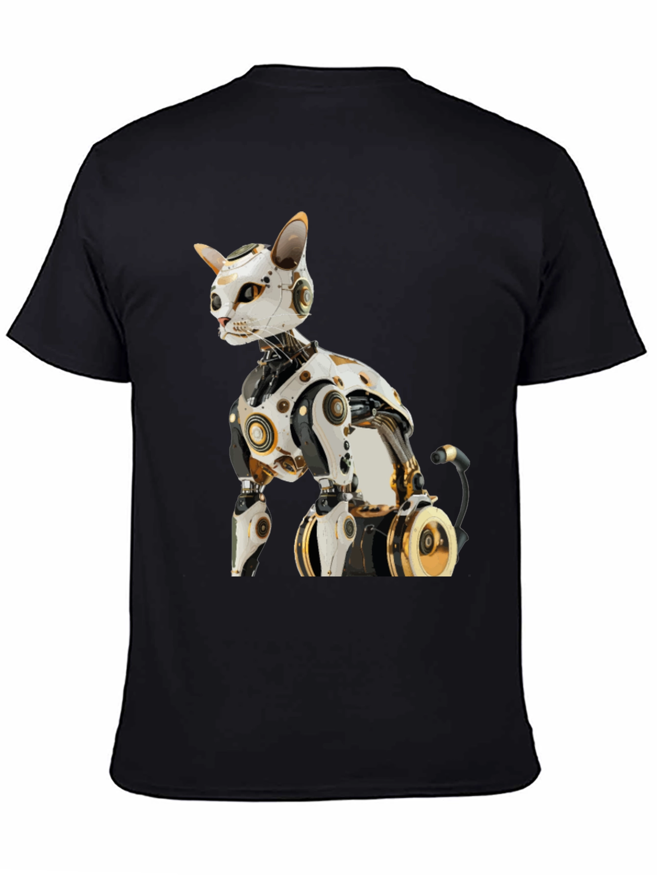 Cyber Cat T-Shirt - Futuristic Robot Kitten Tee