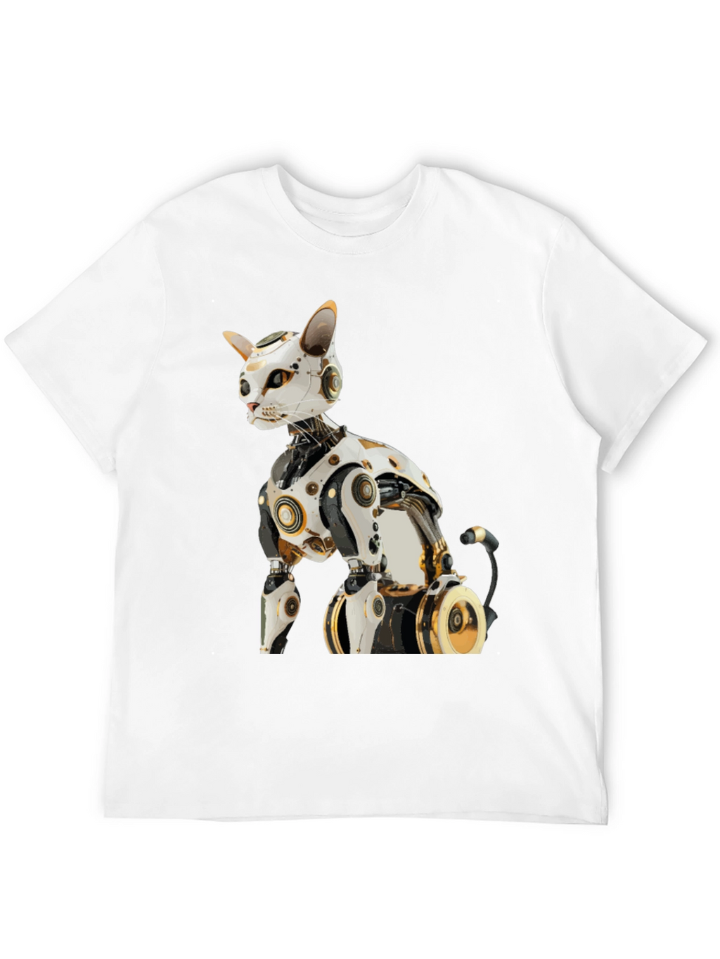 Cyber Cat T-Shirt - Futuristic Robot Kitten Tee