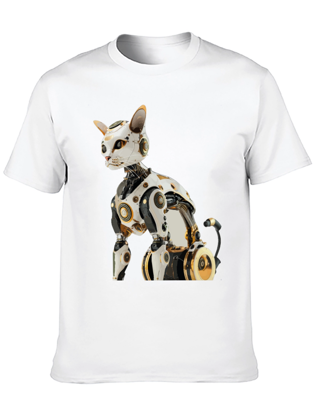 Cyber Cat T-Shirt - Futuristic Robot Kitten Tee
