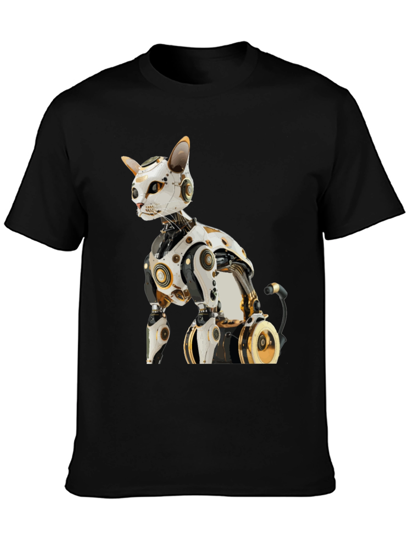 Cyber Cat T-Shirt - Futuristic Robot Kitten Tee
