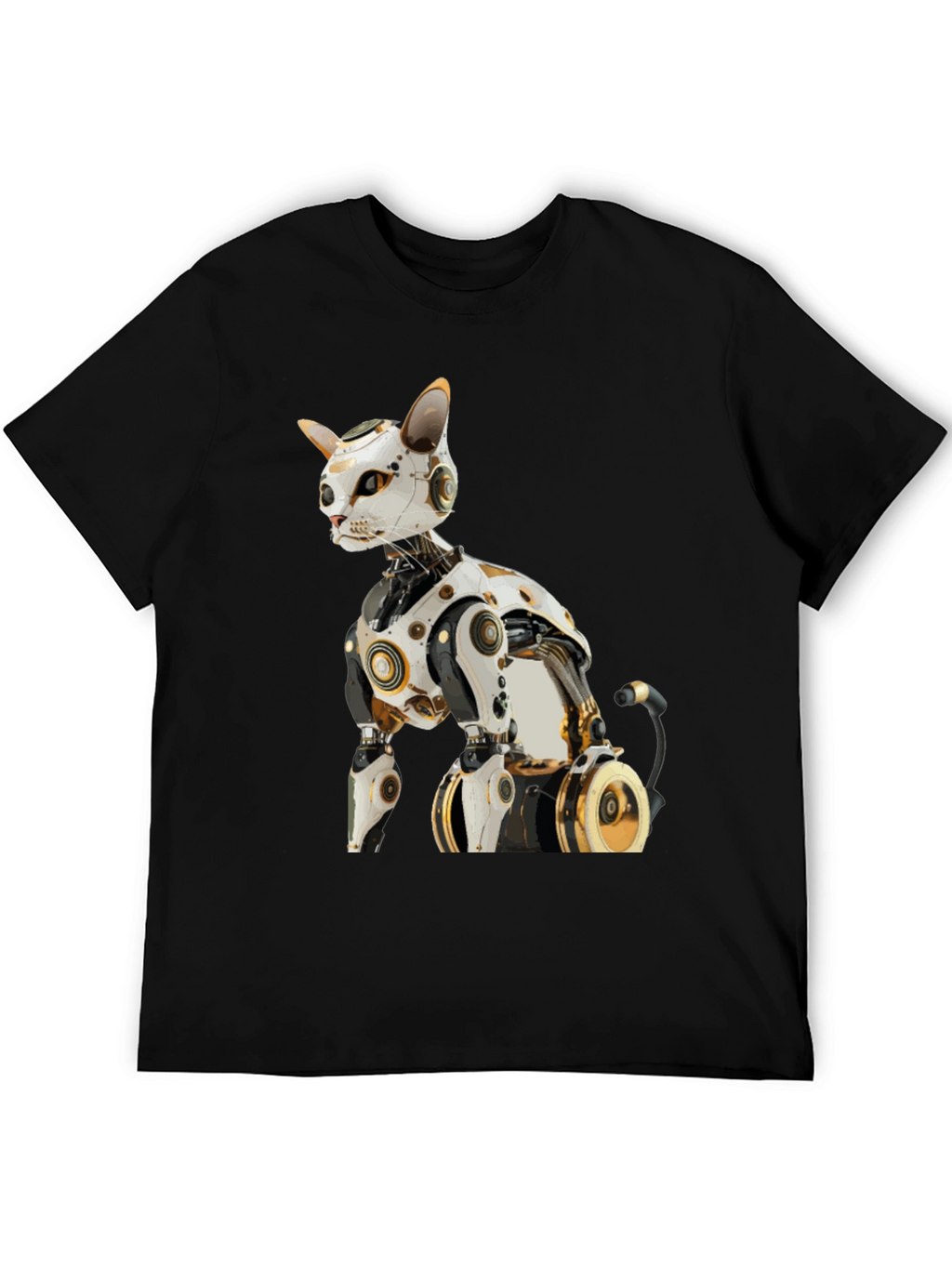 Cyber Cat T-Shirt - Futuristic Robot Kitten Tee