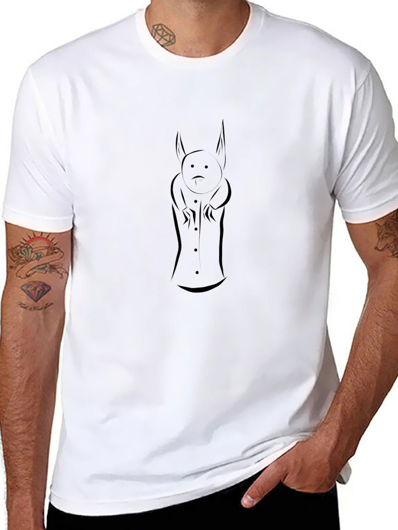 Mens Black Graphic Tee - Bunny Design