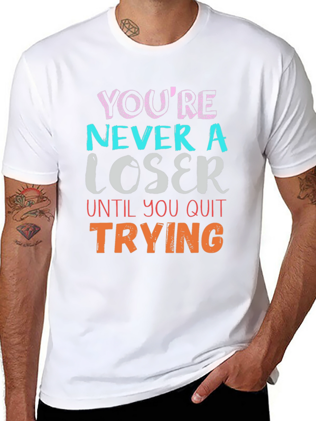 Motivational Never a Loser Black T-Shirt
