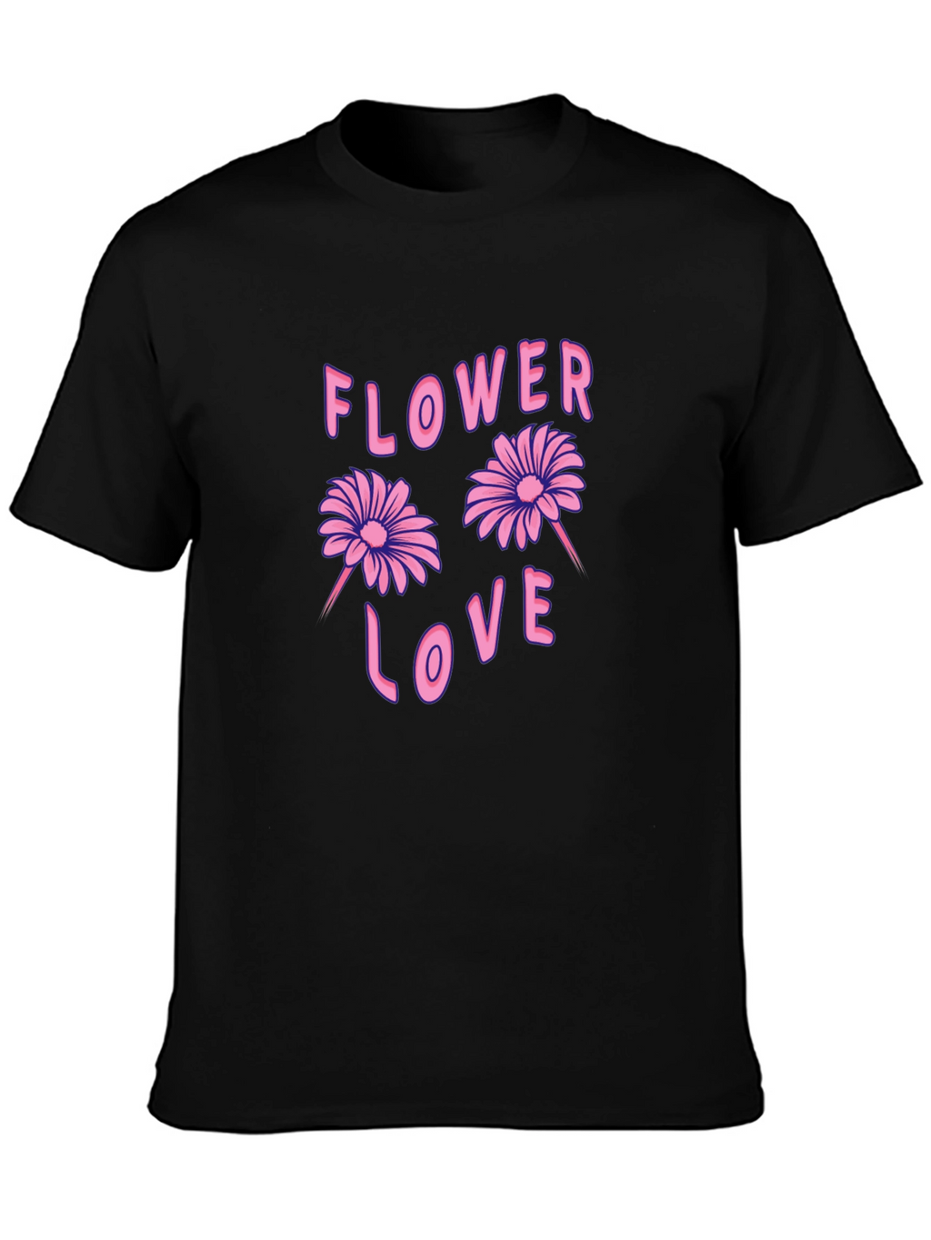 Flower Love Graphic Tee - Black Unisex T-Shirt