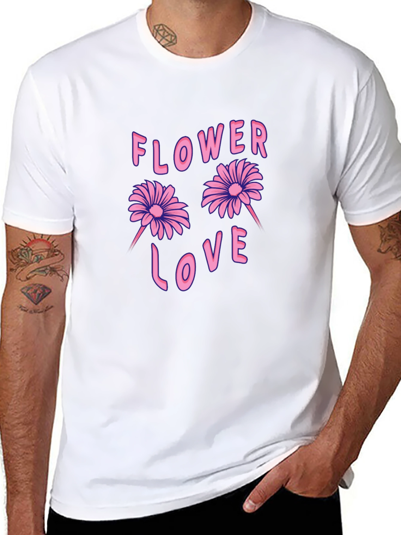 Flower Love Graphic Tee - Black Unisex T-Shirt