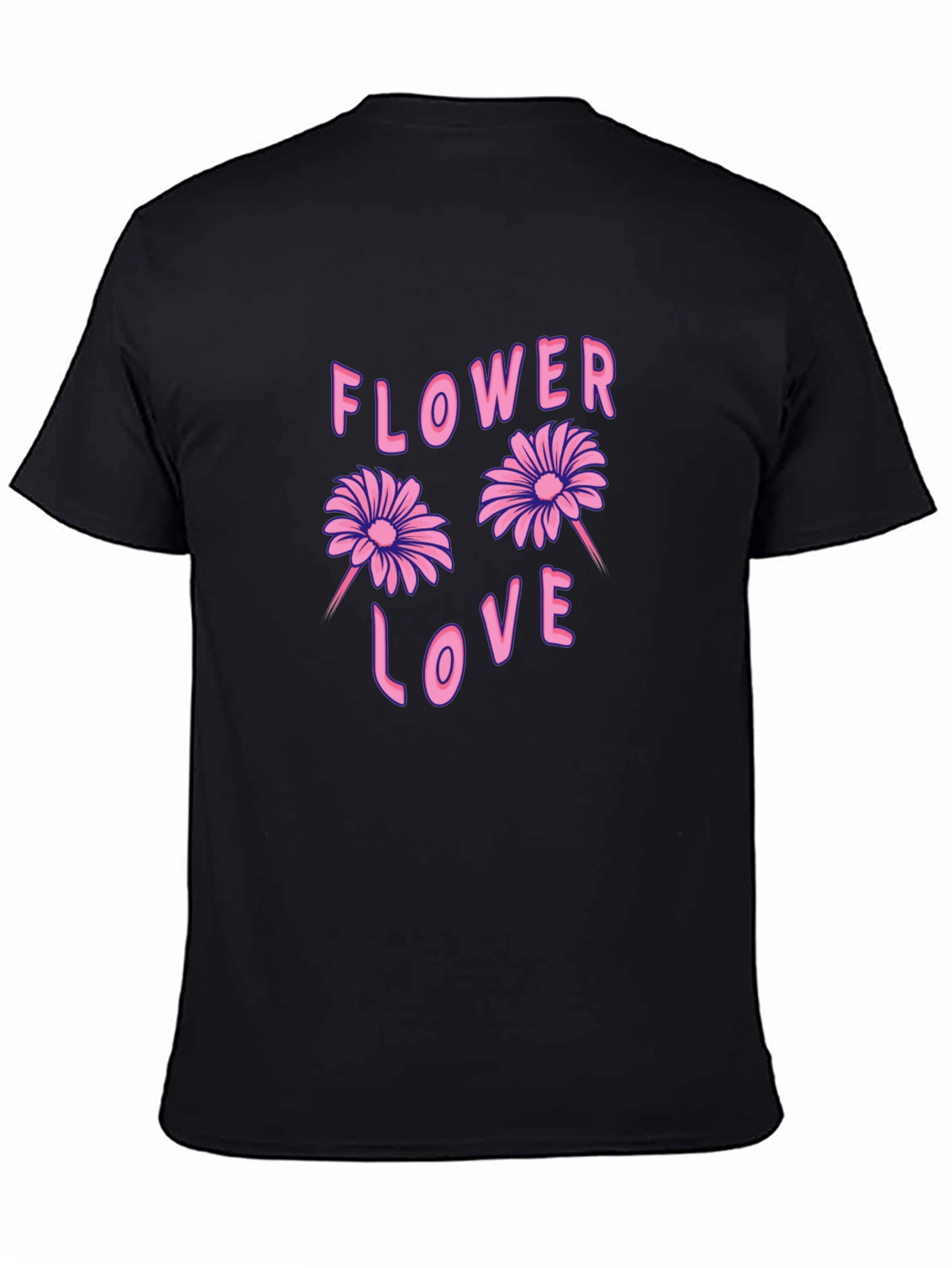 Flower Love Graphic Tee - Black Unisex T-Shirt