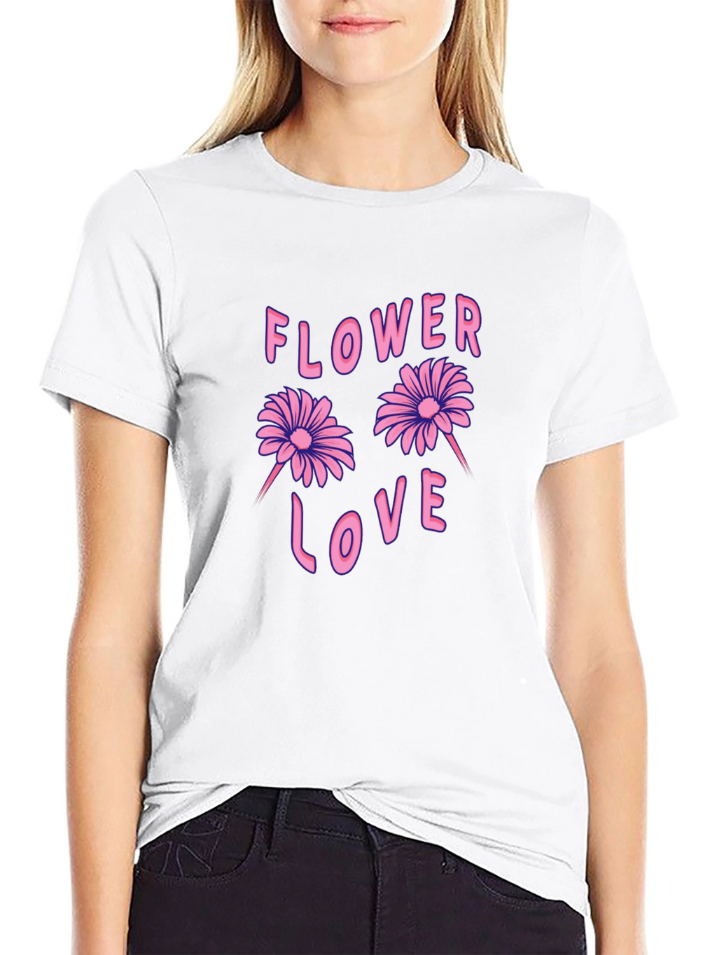 Flower Love Graphic Tee - Black Unisex T-Shirt