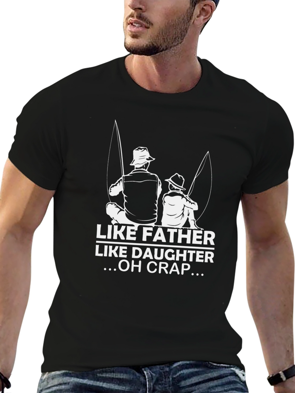 Like Father Like Daughter Fishing Black T-Shirt