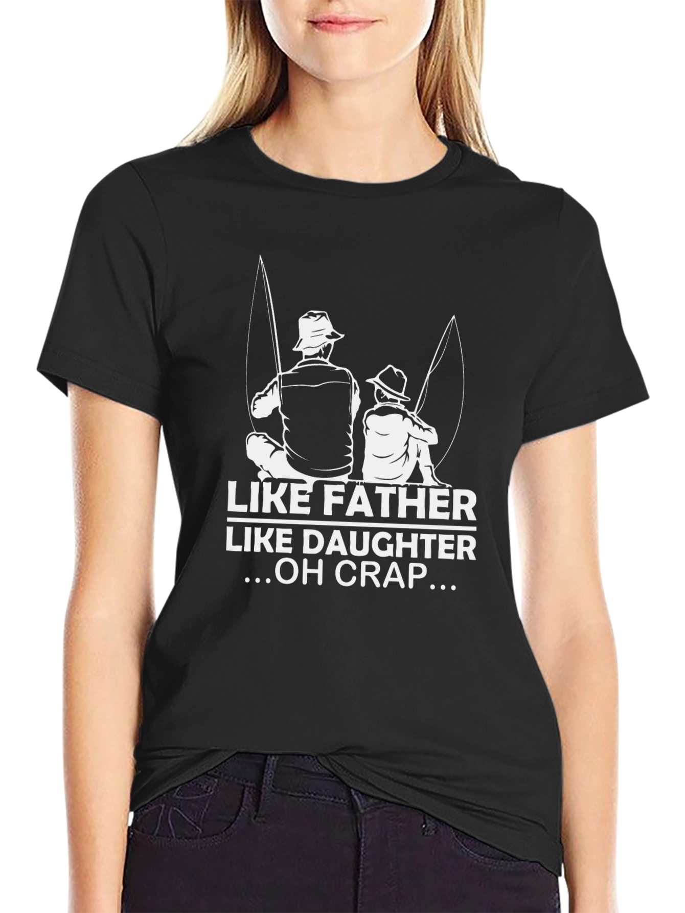 Like Father Like Daughter Fishing Black T-Shirt
