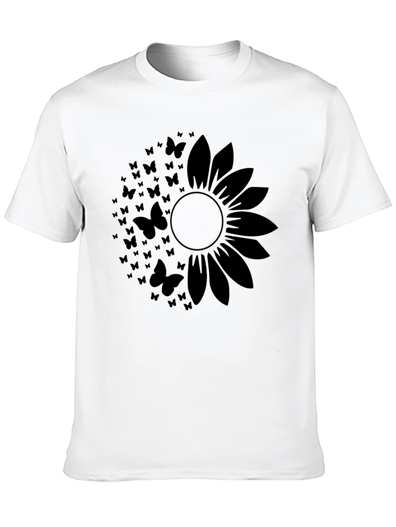 Butterfly Sunflower Black T-Shirt