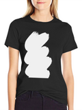 Abstract White Brushstroke Black T-Shirt