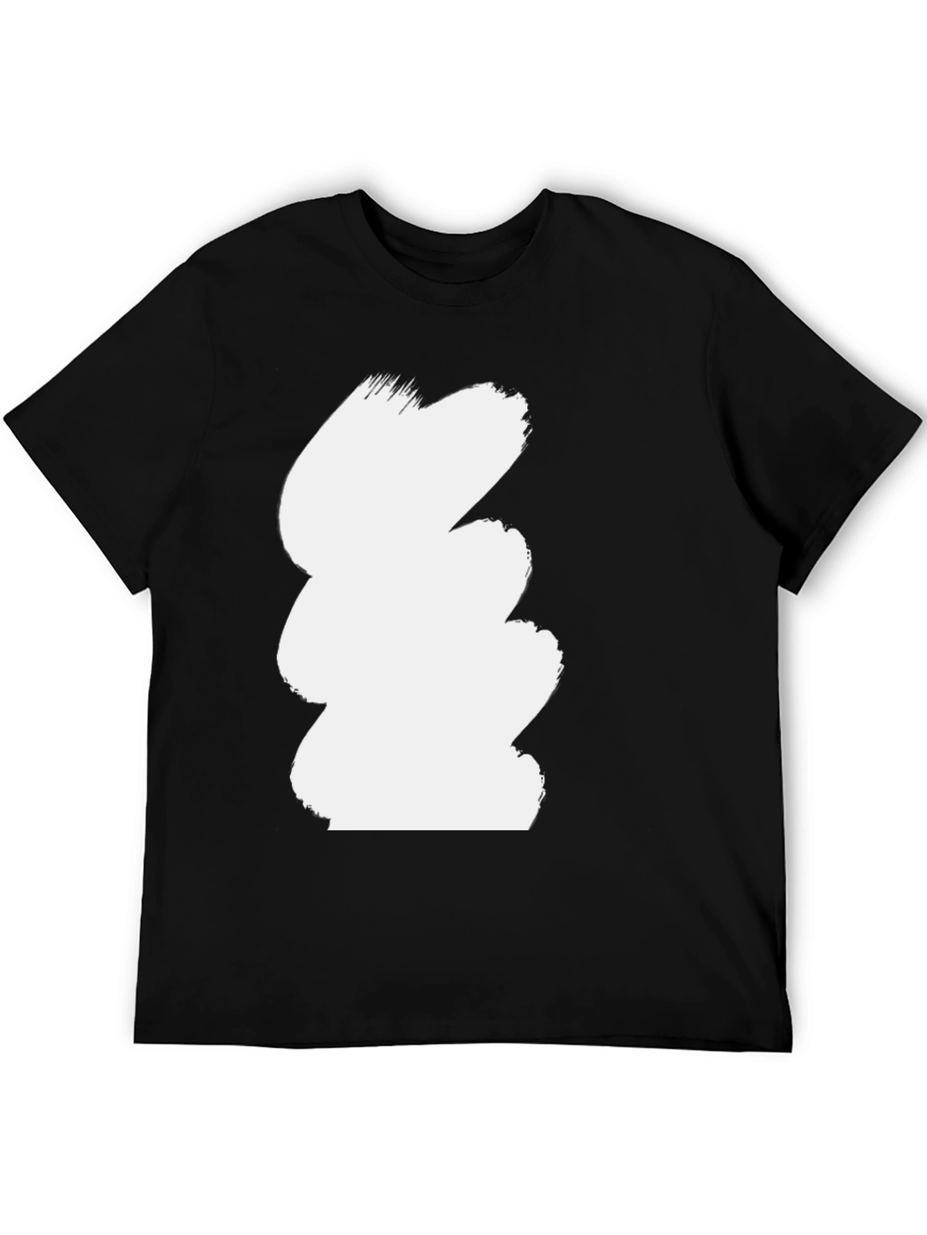 Abstract White Brushstroke Black T-Shirt