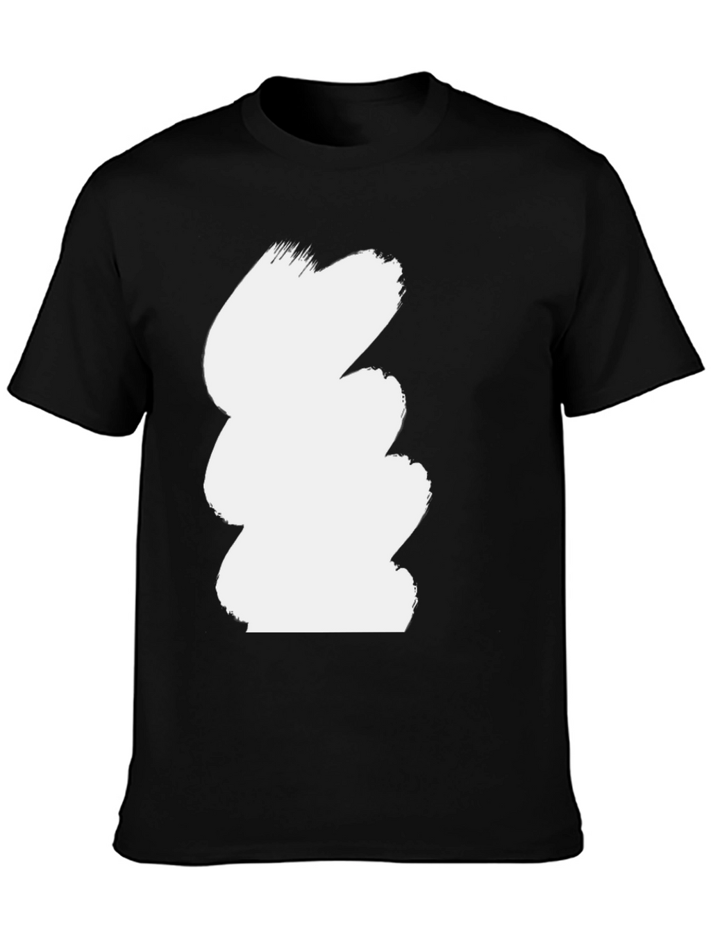Abstract White Brushstroke Black T-Shirt