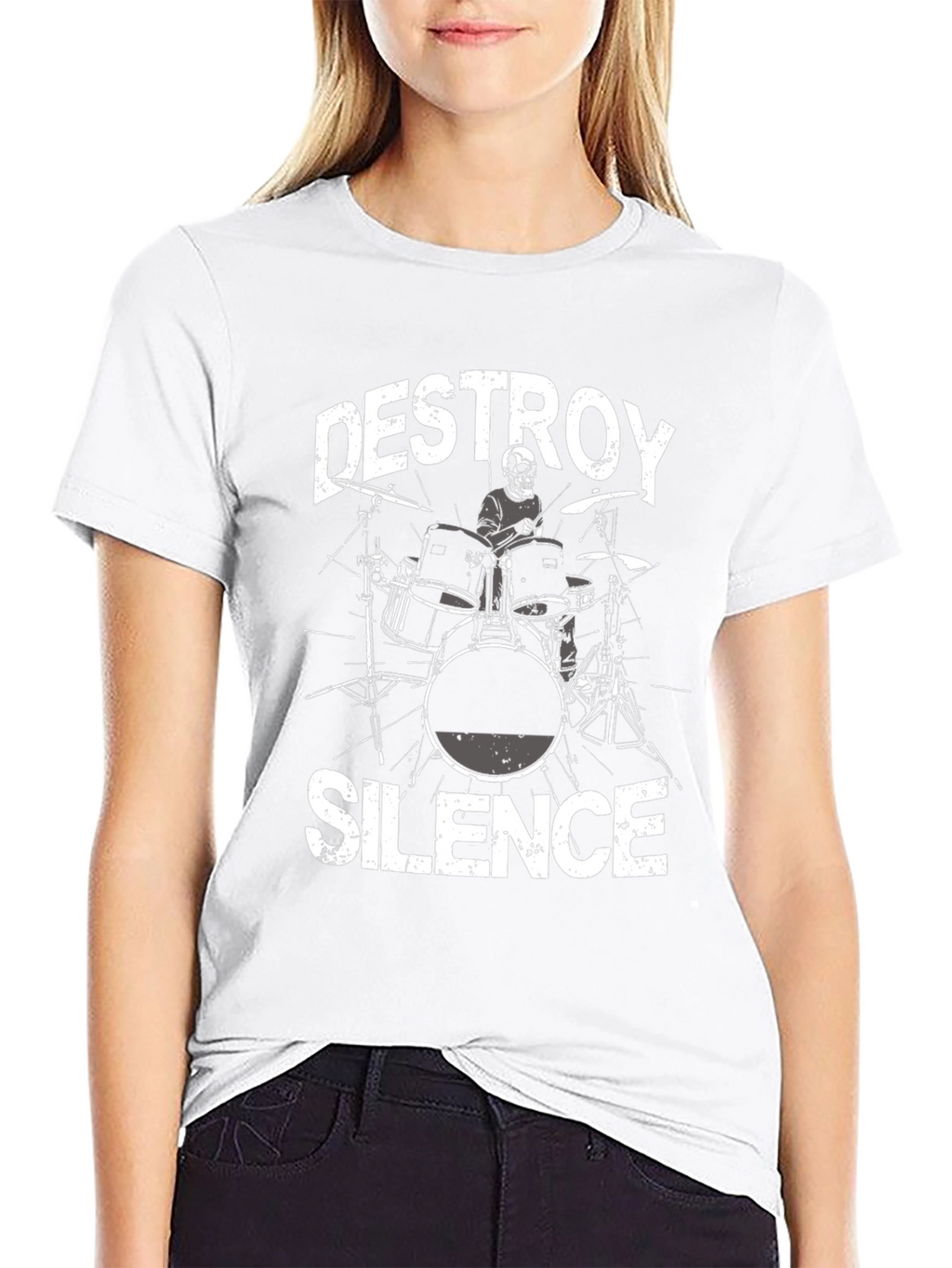 Destroy Silence T-Shirt: Drummer Skeleton Tee