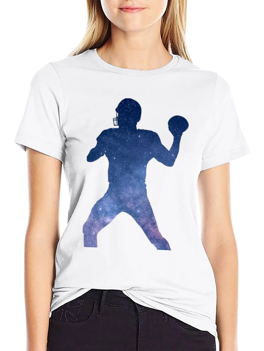 Galaxy Football Player Graphic Tee - Black