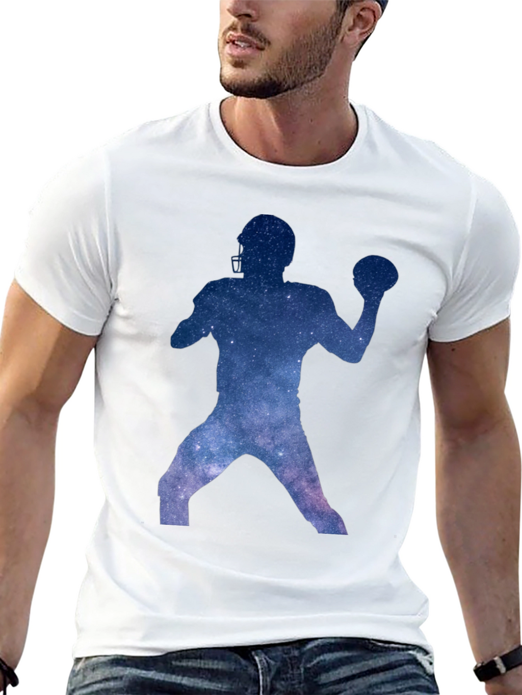 Galaxy Football Player Graphic Tee - Black