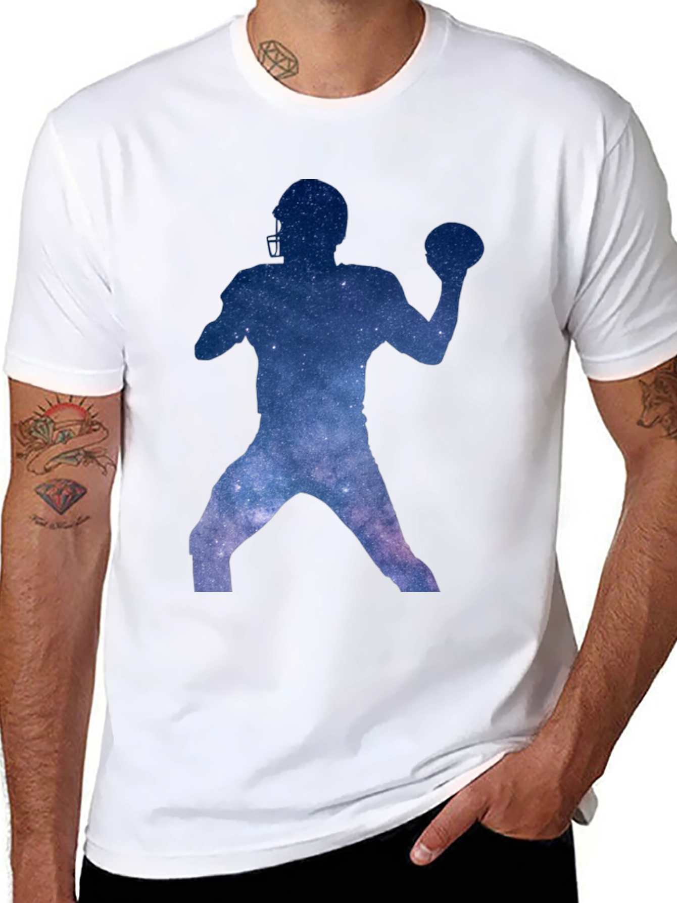 Galaxy Football Player Graphic Tee - Black