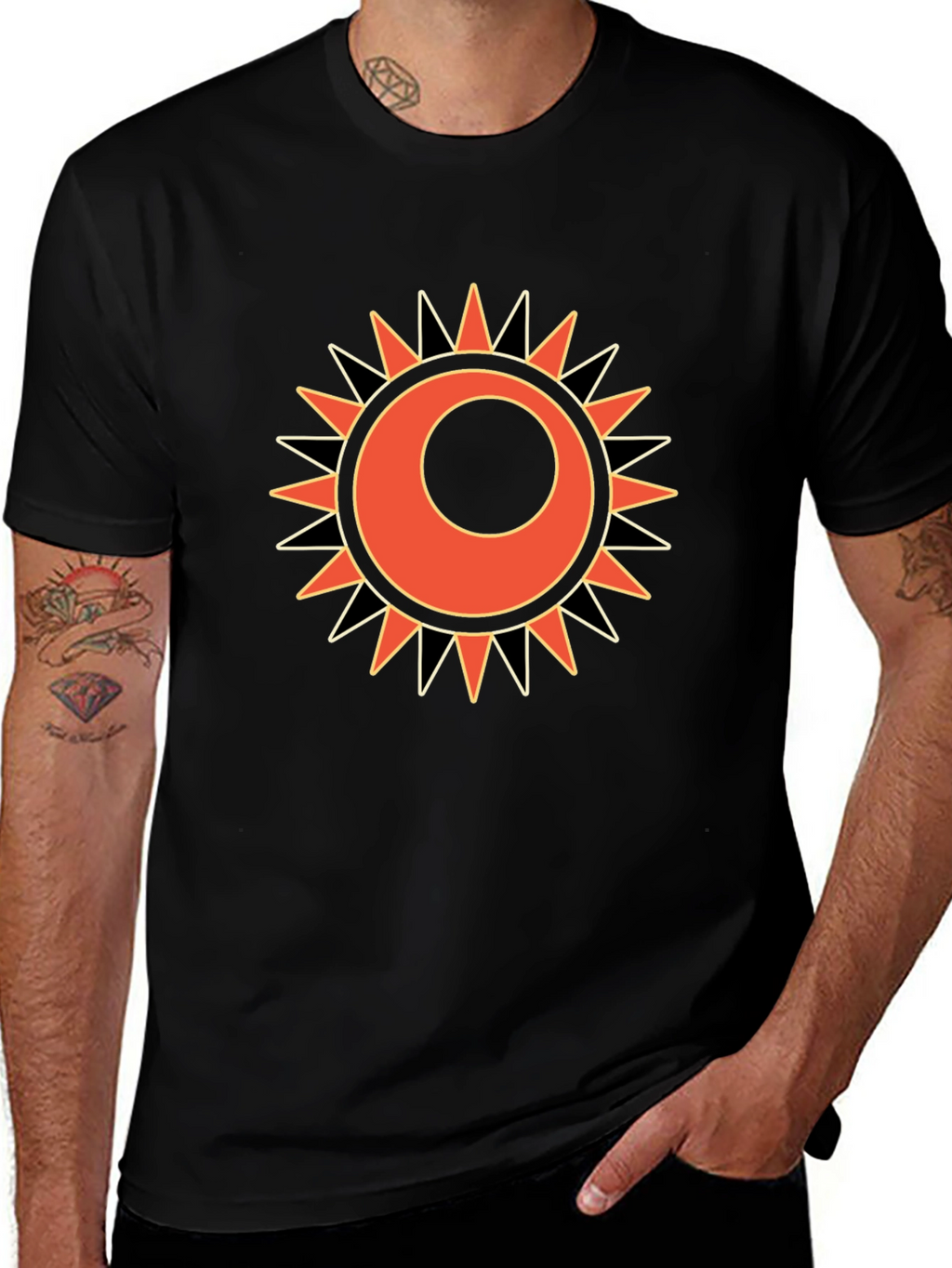 Sun Graphic Print Black T-Shirt