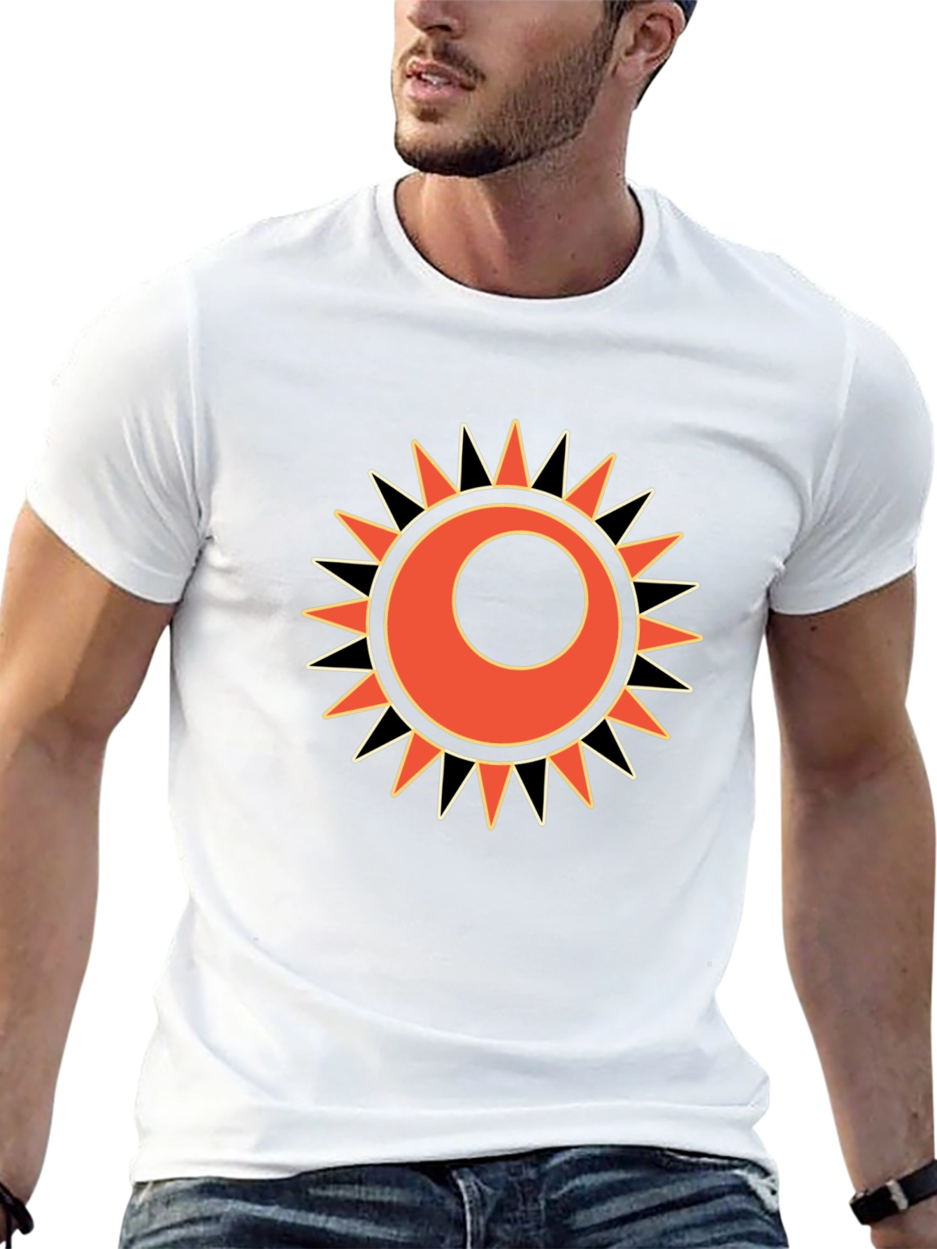 Sun Graphic Print Black T-Shirt