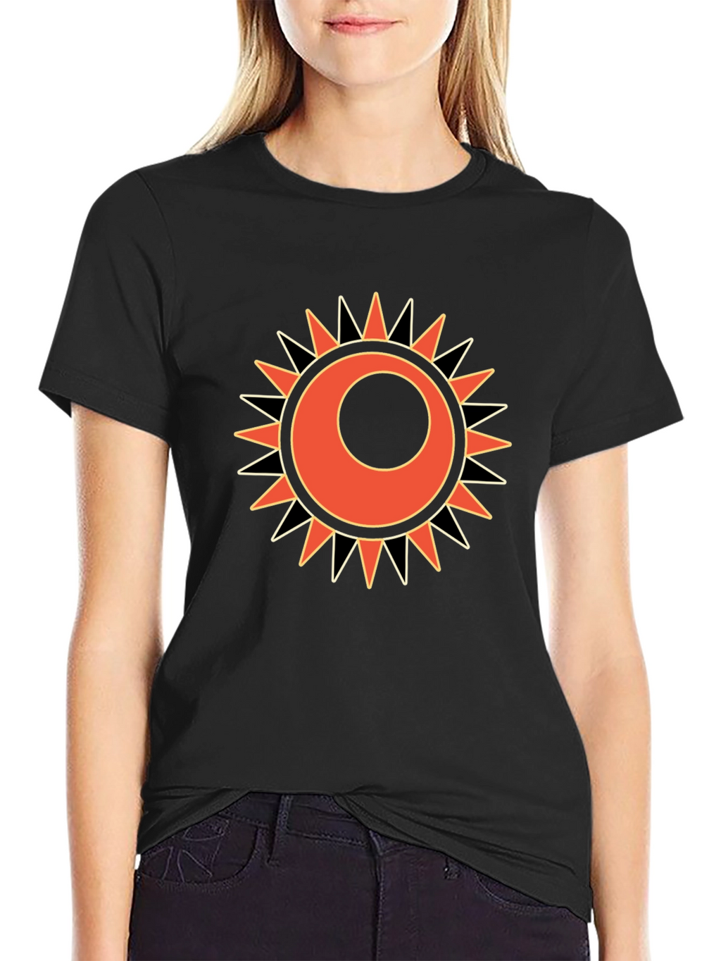 Sun Graphic Print Black T-Shirt