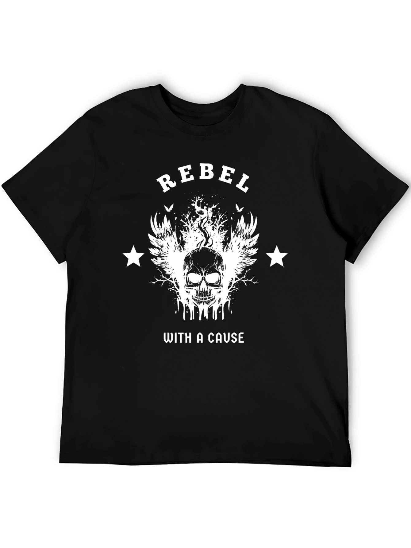Rebel Skull Graphic T-Shirt - Mens Black Tee
