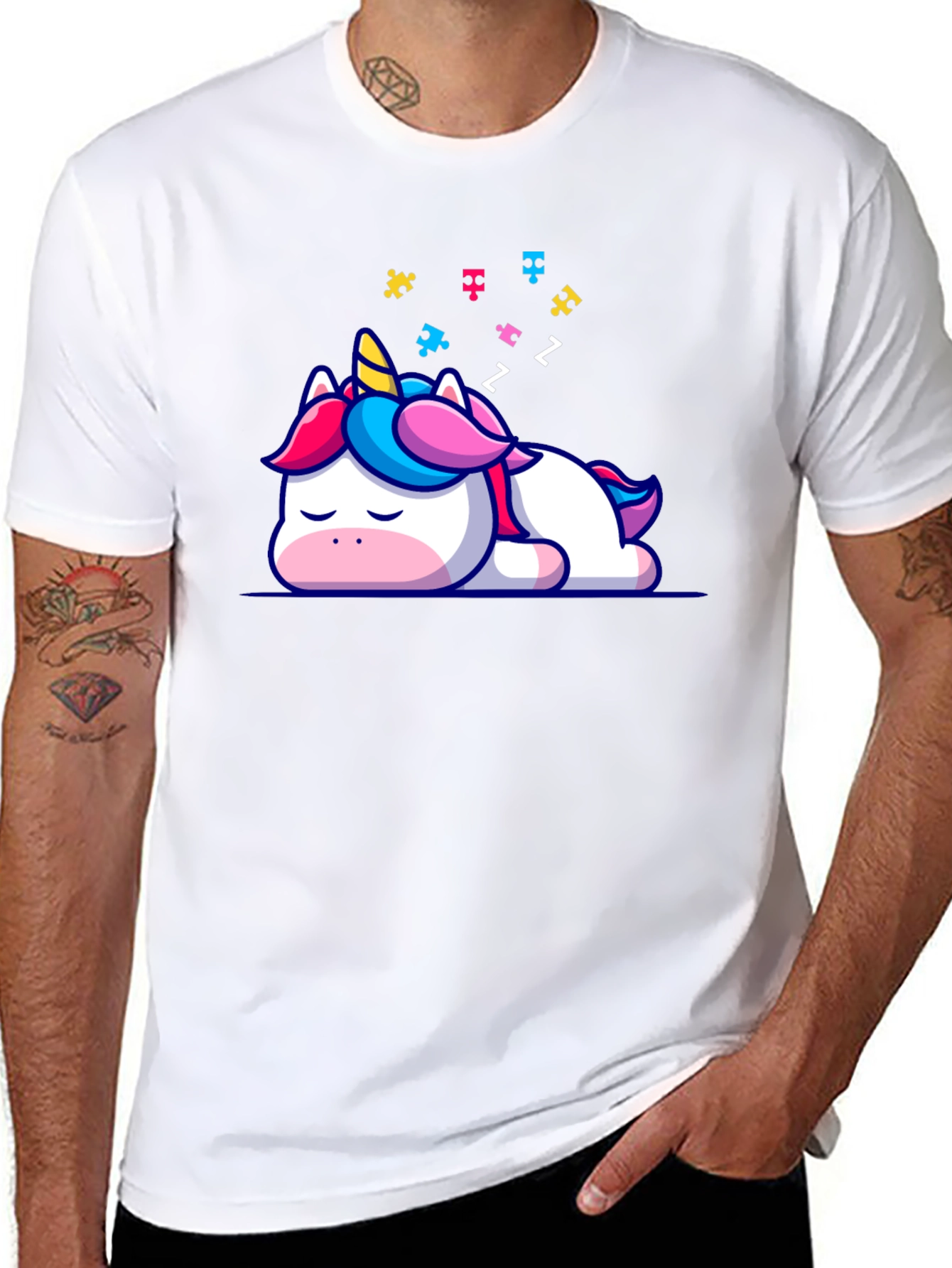 Sleeping Unicorn Autism Awareness T-Shirt