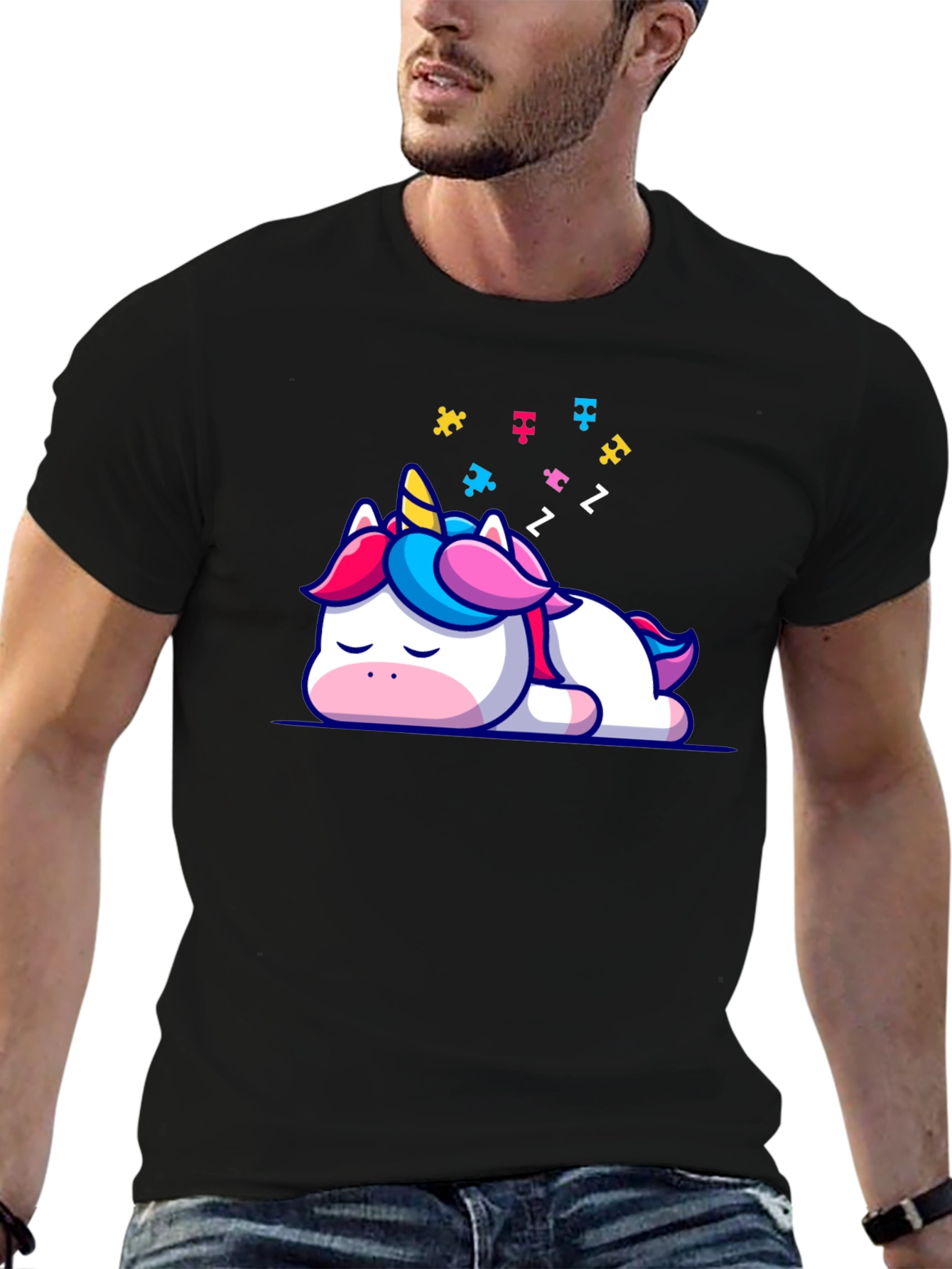 Sleeping Unicorn Autism Awareness T-Shirt