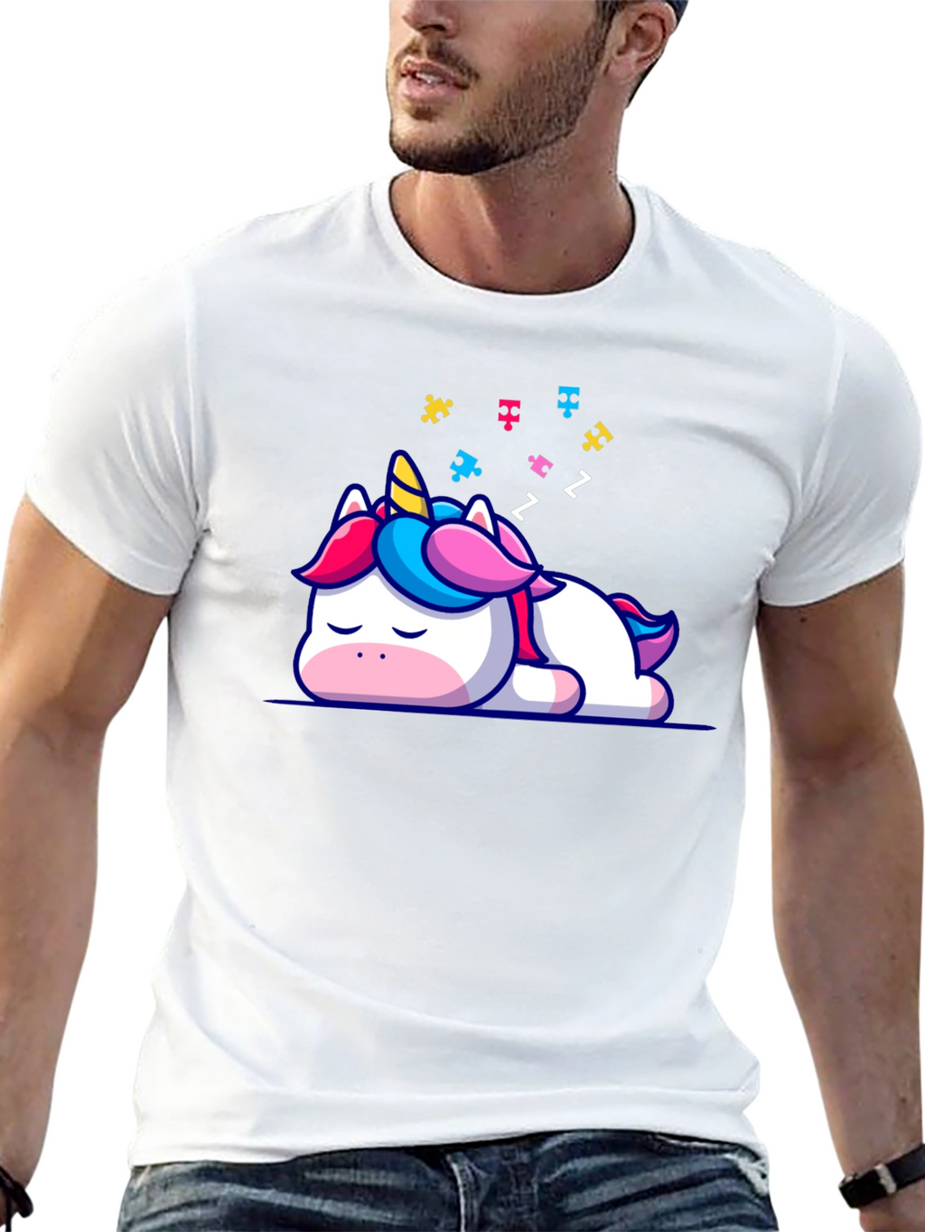 Sleeping Unicorn Autism Awareness T-Shirt