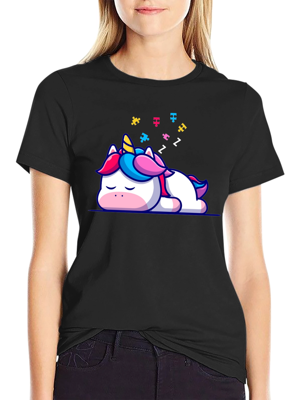 Sleeping Unicorn Autism Awareness T-Shirt