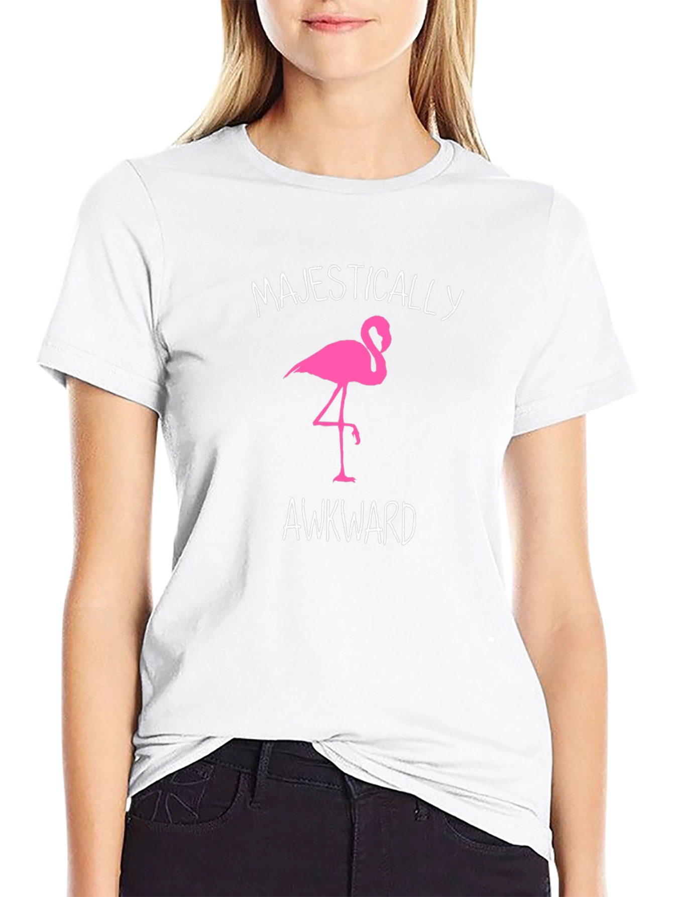 Majestically Awkward Flamingo Graphic Tee - Black