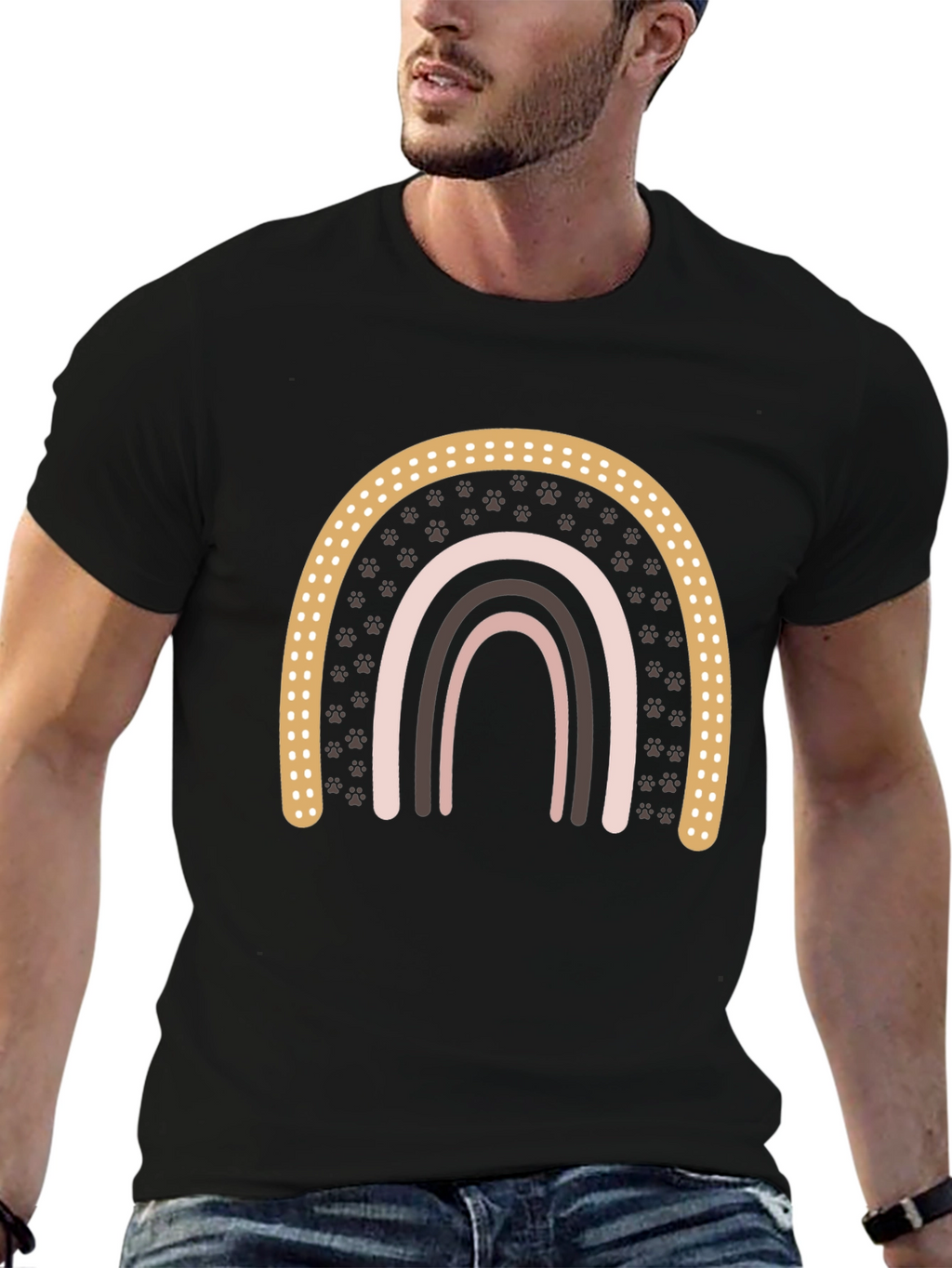 Boho Paw Print Rainbow Graphic Tee